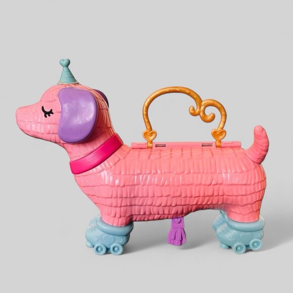 Polly Pocket Puppy Party Playset Dog Dollhouse Dachshund Skates Large Mini Pink - Picture 1 of 6